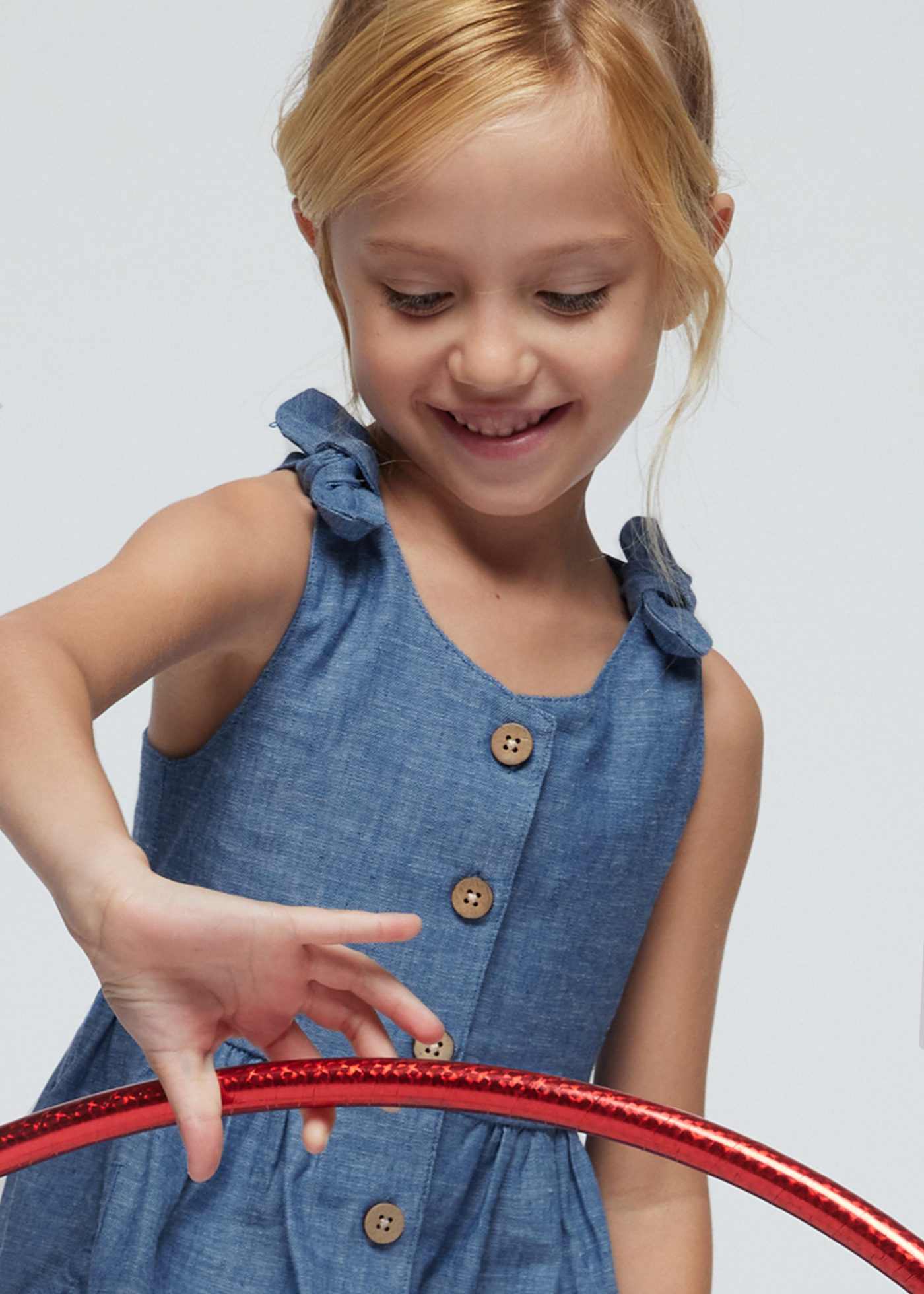 Vestido de linho com botões da Apple Girl