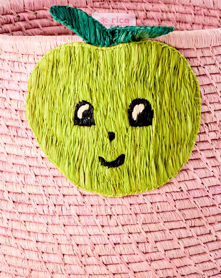 Raffia-Aufbewahrungskorb APPLE (35x35x25) in soft pink