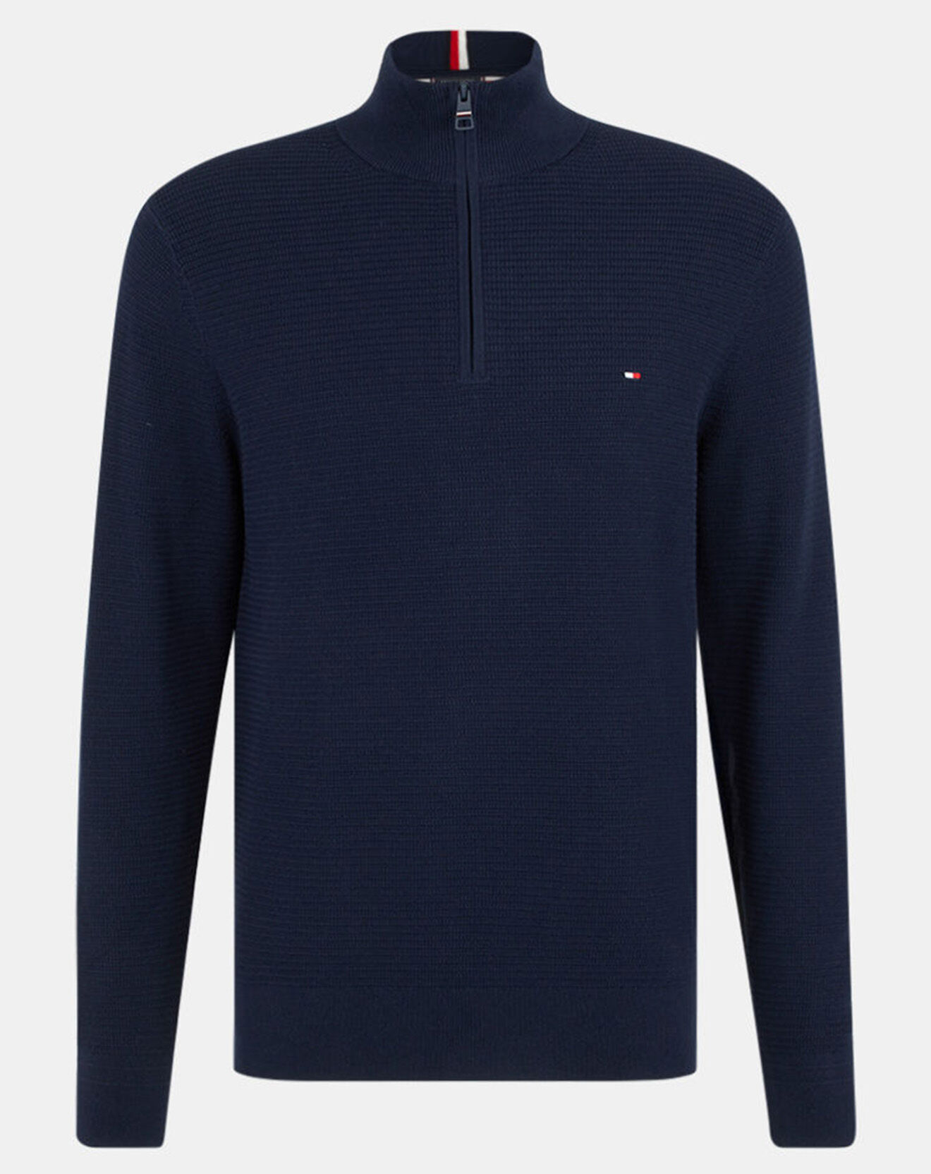 Tommy Hilfiger Pull 100% Coton Bio Structure bleu marine