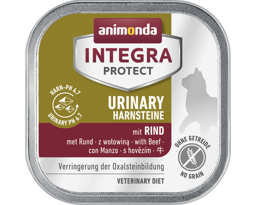 Animonda Integra Protect Urinary natvoer voor katten met oxaalzuur en rundvlees, 1 verpakking (16 x 100 g).