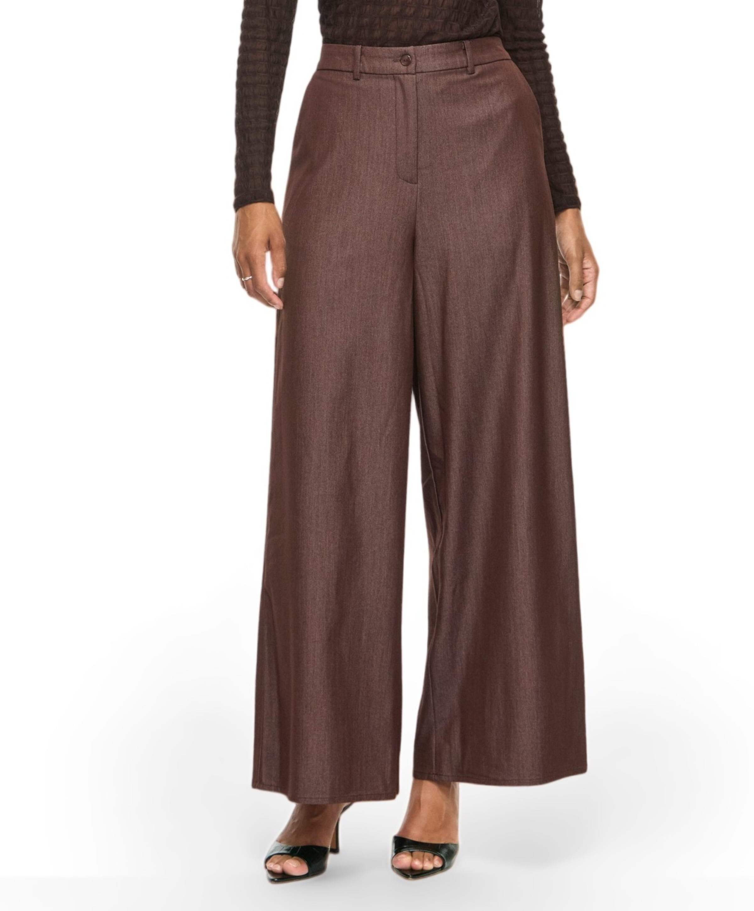 Vila VIOFALA HW WIDE PANTS/R dames broek bruin