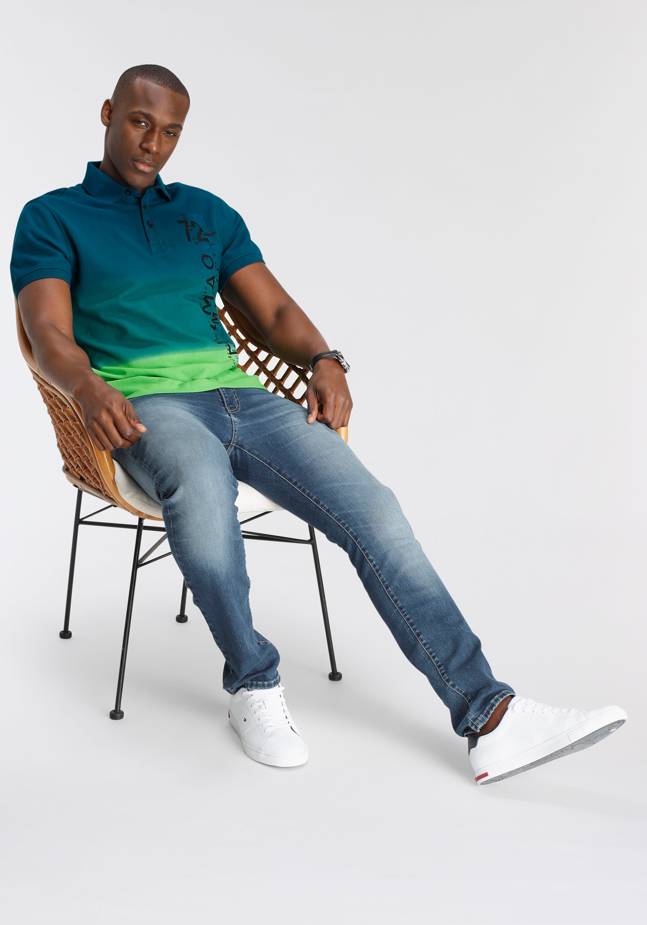 DELMAO Poloshirt , Kurzarm,  lässiger Print,  Polokragen,  aus Baumwolle
