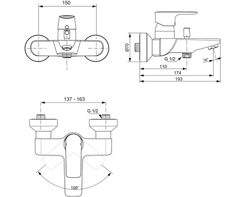 Ideal Standard CONNECT AIR badkraan, chroom A7033AA