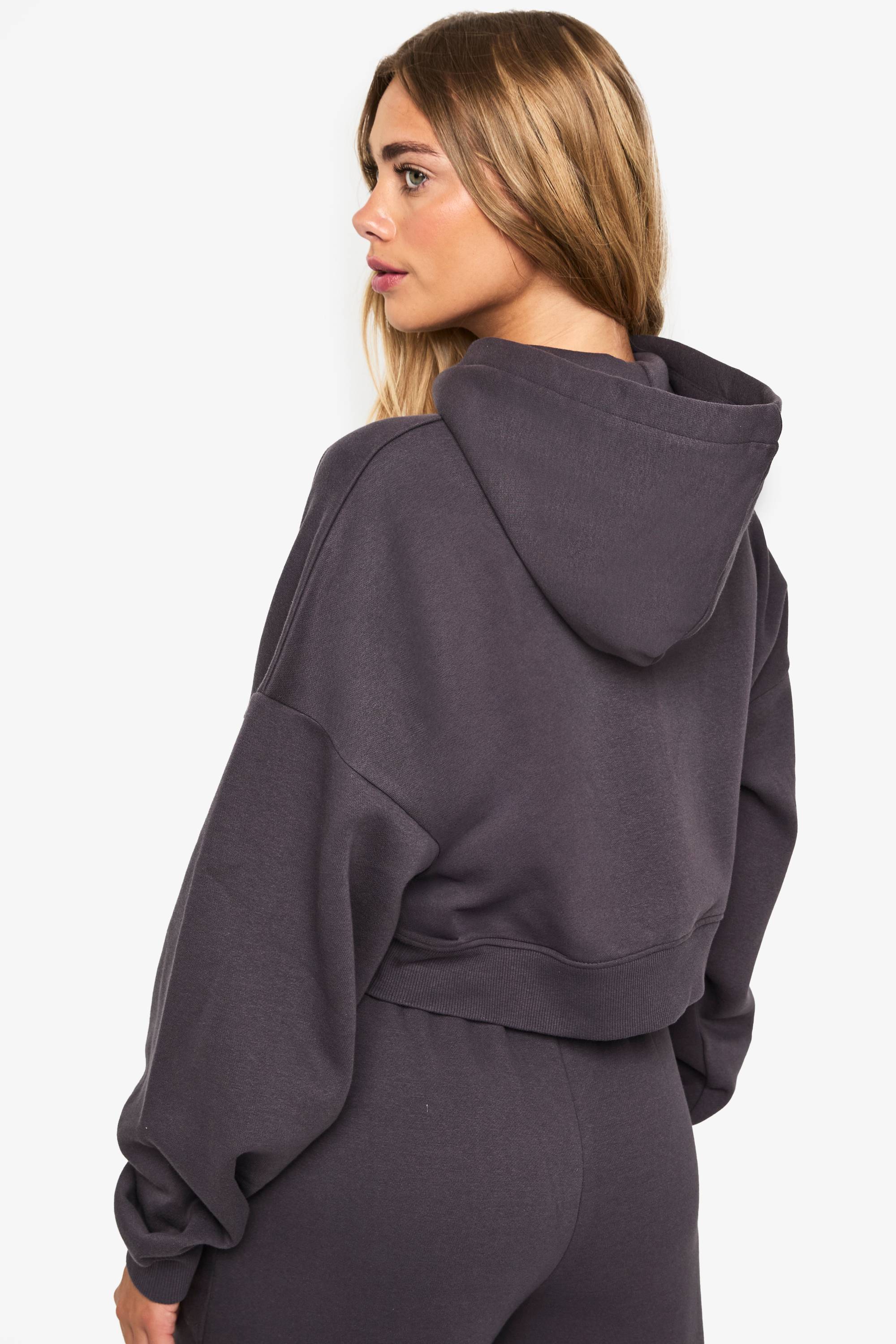 boohoo Sweat à capuche oversize à zip et manches ballon, style boxy