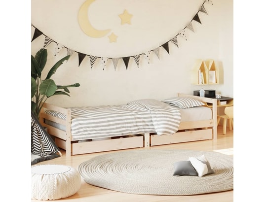VIDAXL - Lit enfant Lit classique d'enfants et tiroir bois de massif 90x190cm
