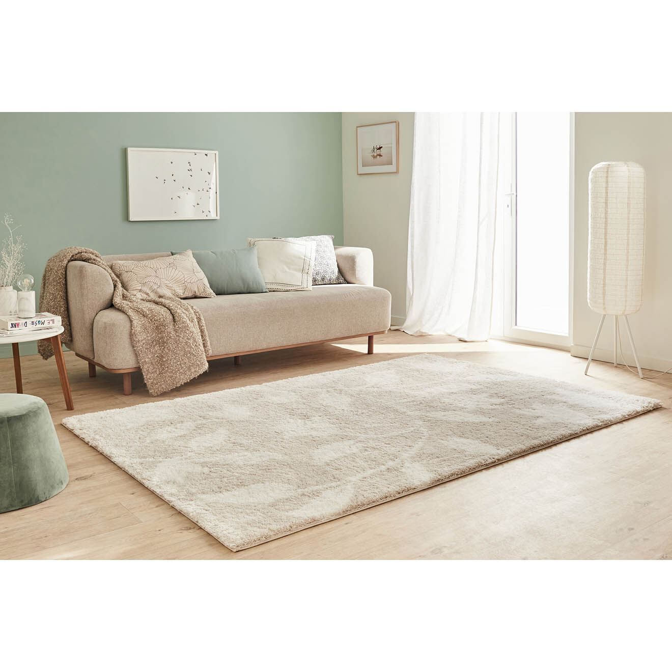 Nazar Rugs Tapis Shaggy doux Oslo 637 beige - 80x150 cm