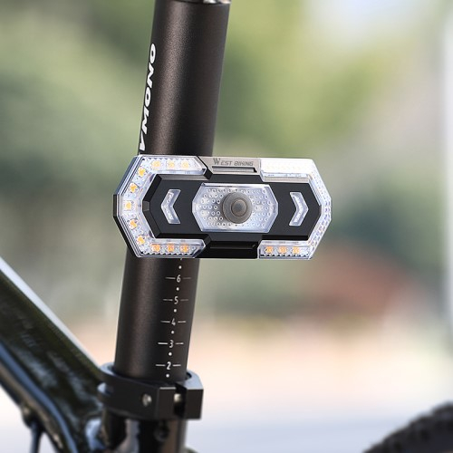 2in1 Wiederaufladbares USB Velo Fahrrad Blinker Rücklicht LED Bremslicht Warnlicht inkl. Fernbedienung / Hupe IPX4