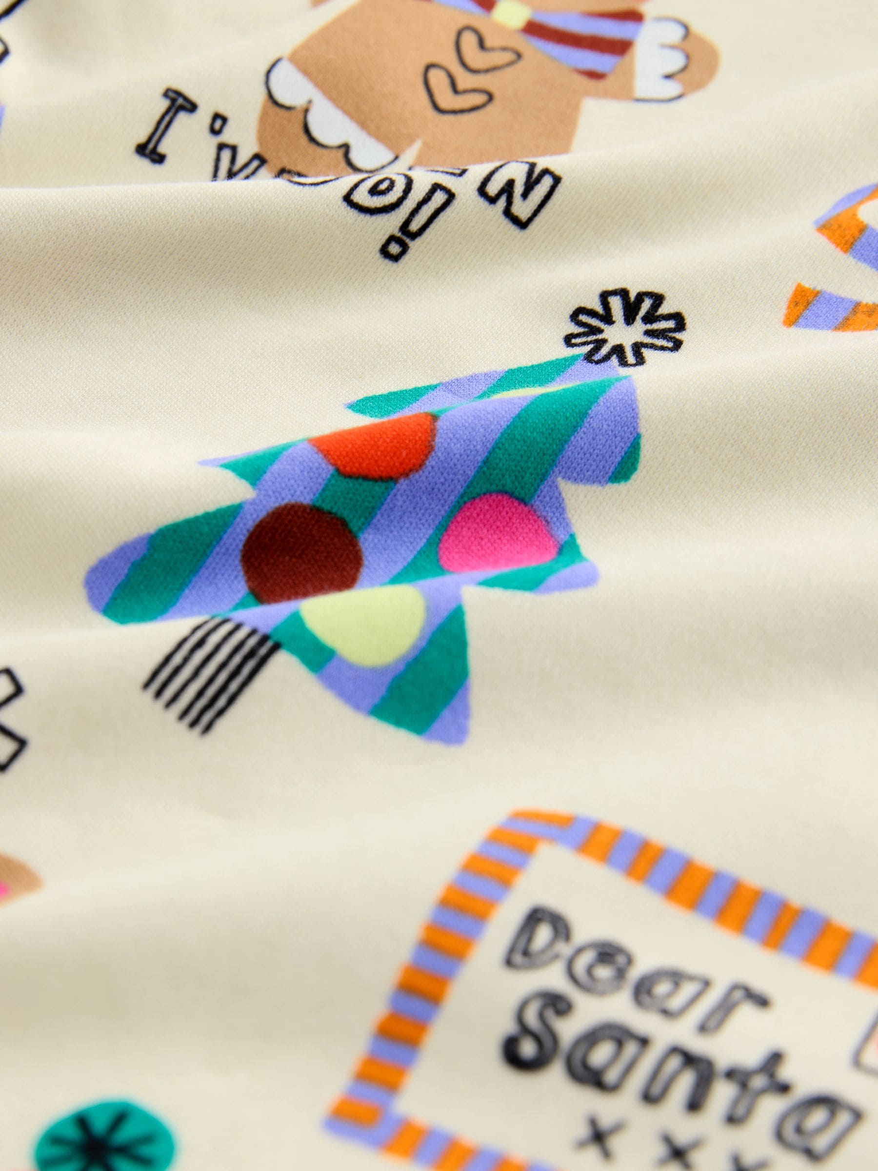 Ecru Kerstman/Sneeuwpop-print - Kerstpyjama (9 mnd-16 jr)