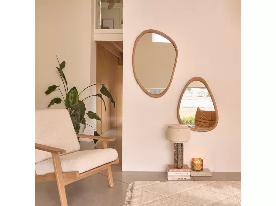 Miroir organique en teck massif 90 cm