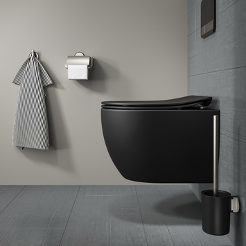 Tiger Tune toiletrolhouder met klep geborsteld RVS/mat zwart