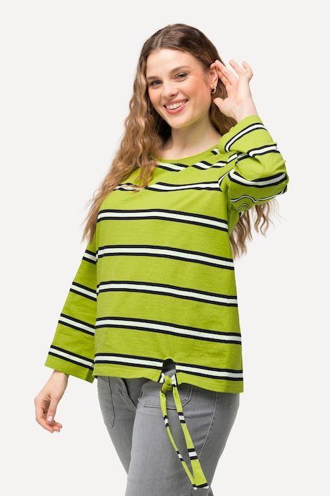 Shirt, Ringel, Saumband, Rundhals, Langarm