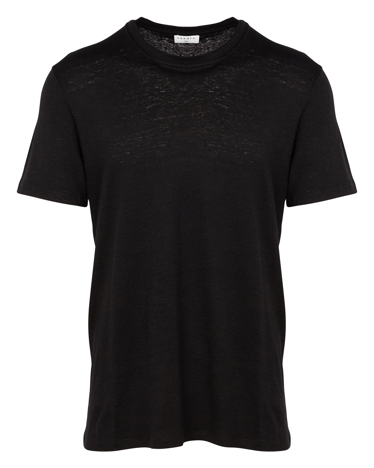 Tee-shirt col rond regular-fit en lin | Noir