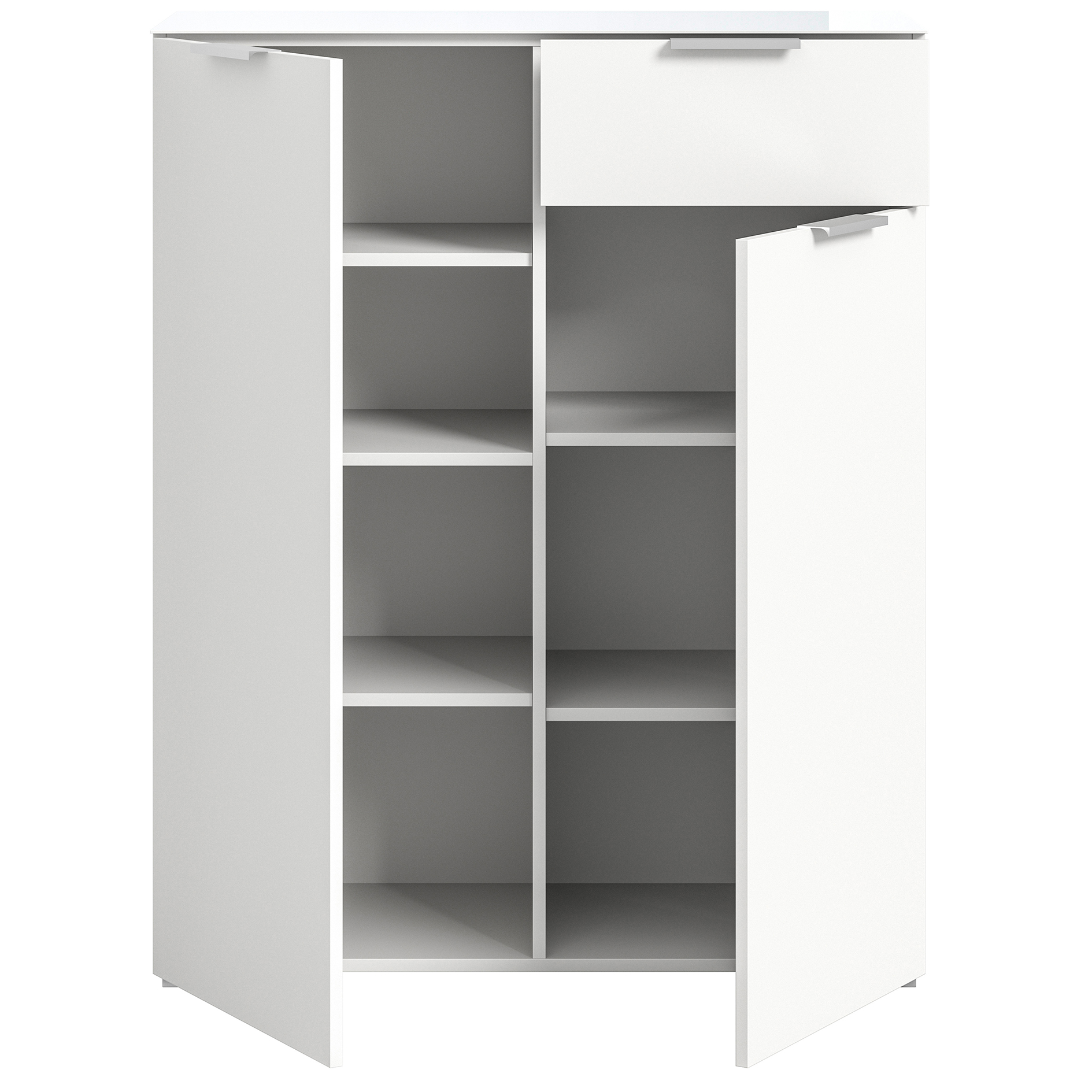 Kommode RAY - weiß - Glasplatte - 112 cm hoch