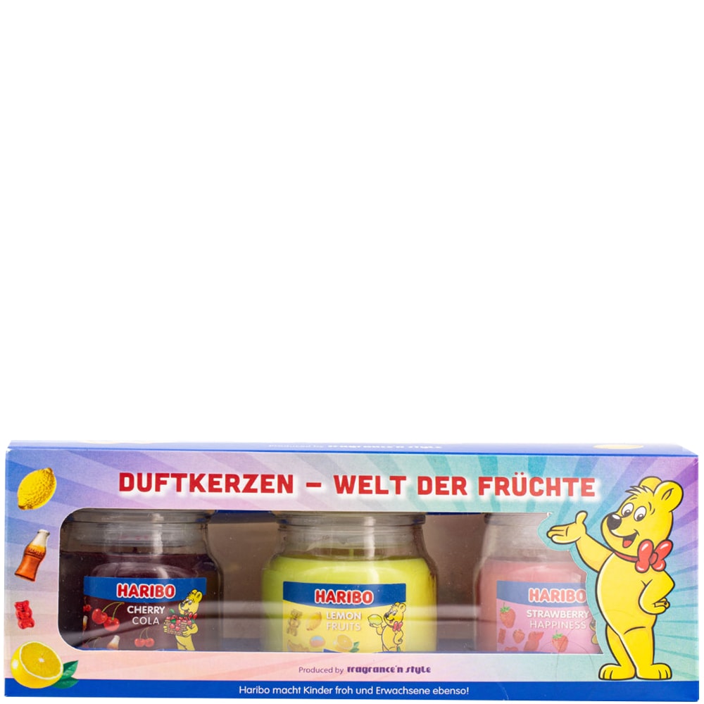 Coffret bougies parfumées - Citron, cerise & fraise - 3 x 85 g