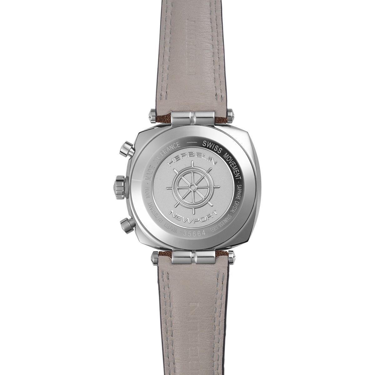 Montre HERBELIN  Newport homme analogique acier bracelet cuir brun