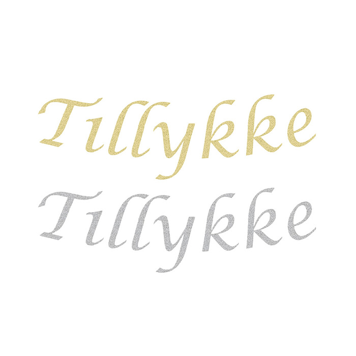 Guirlande i sølv eller guld glitter med Tillykke