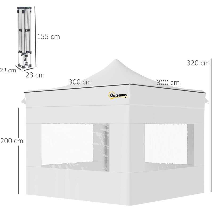 Outsunny Pavillon mit Seitenwänden weiß