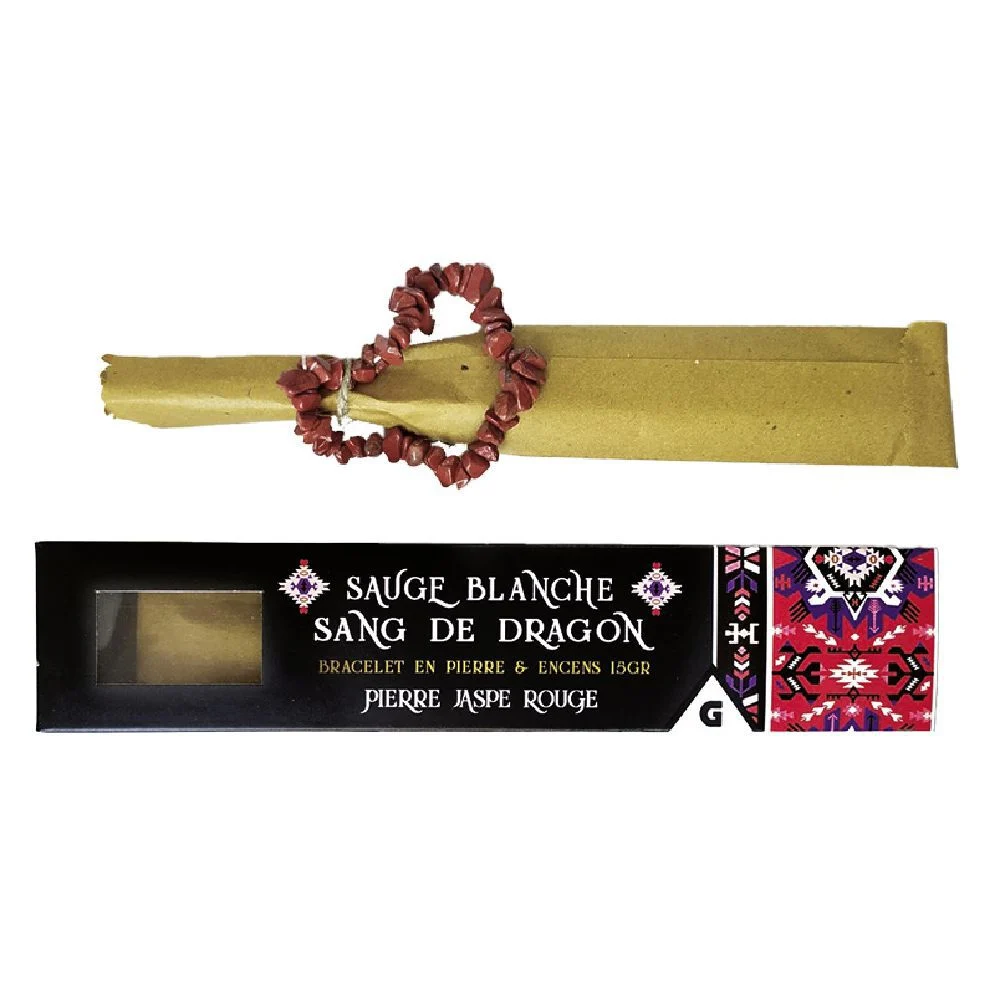 Coffret encens bois sacré PaloSanto avec bracelet de pierre naturelle