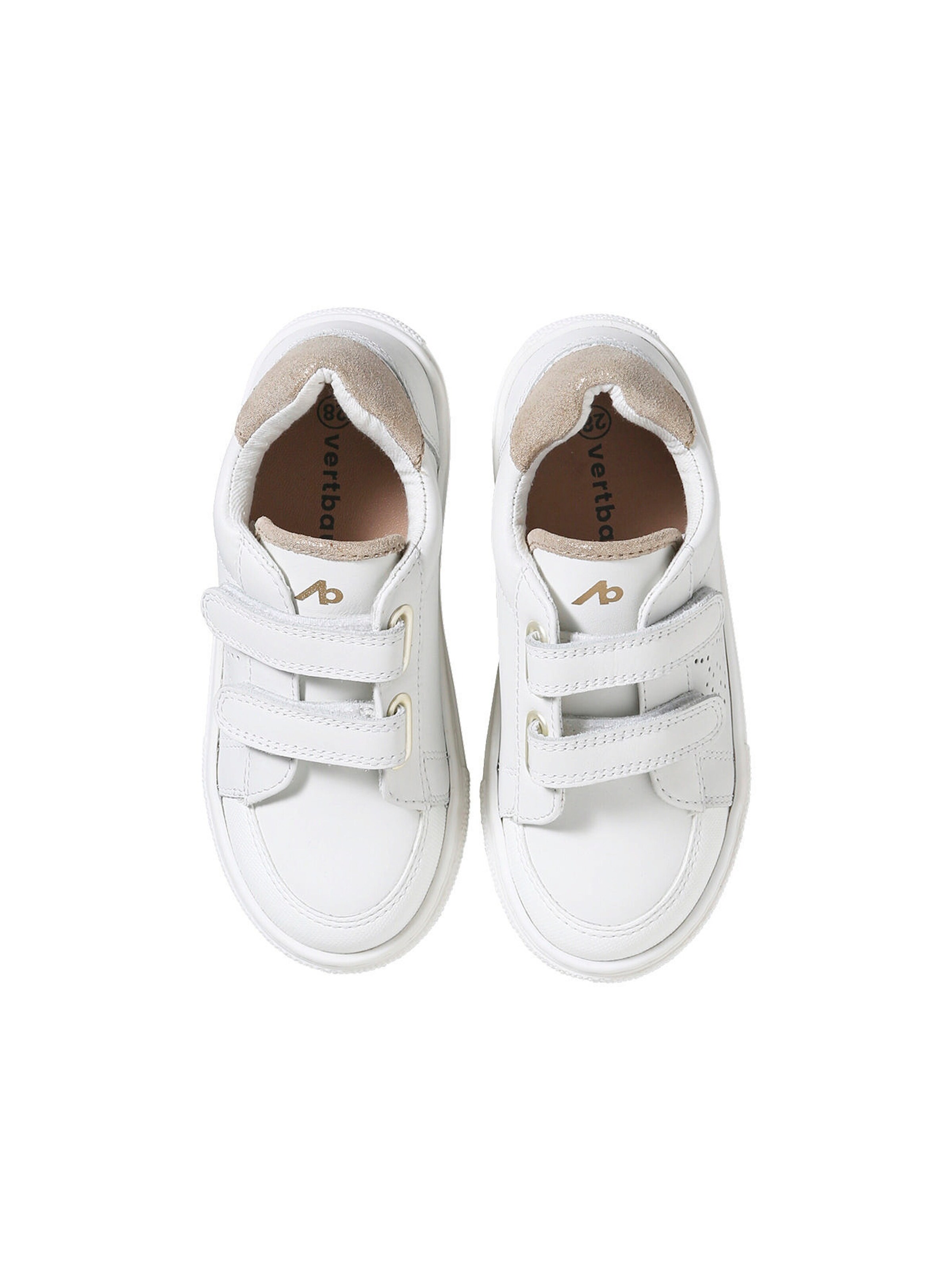 Vertbaudet Kinder Leder-Sneakers mit Glitzer weiß
