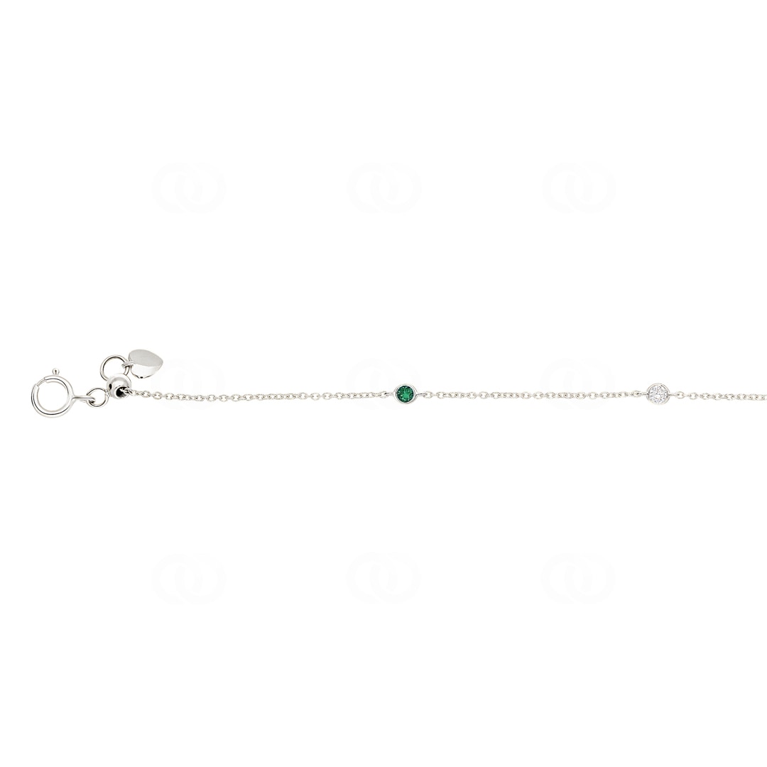 Armband 750/18 K Weissgold mit Smaragden & Diamanten 0.06 ct H/si