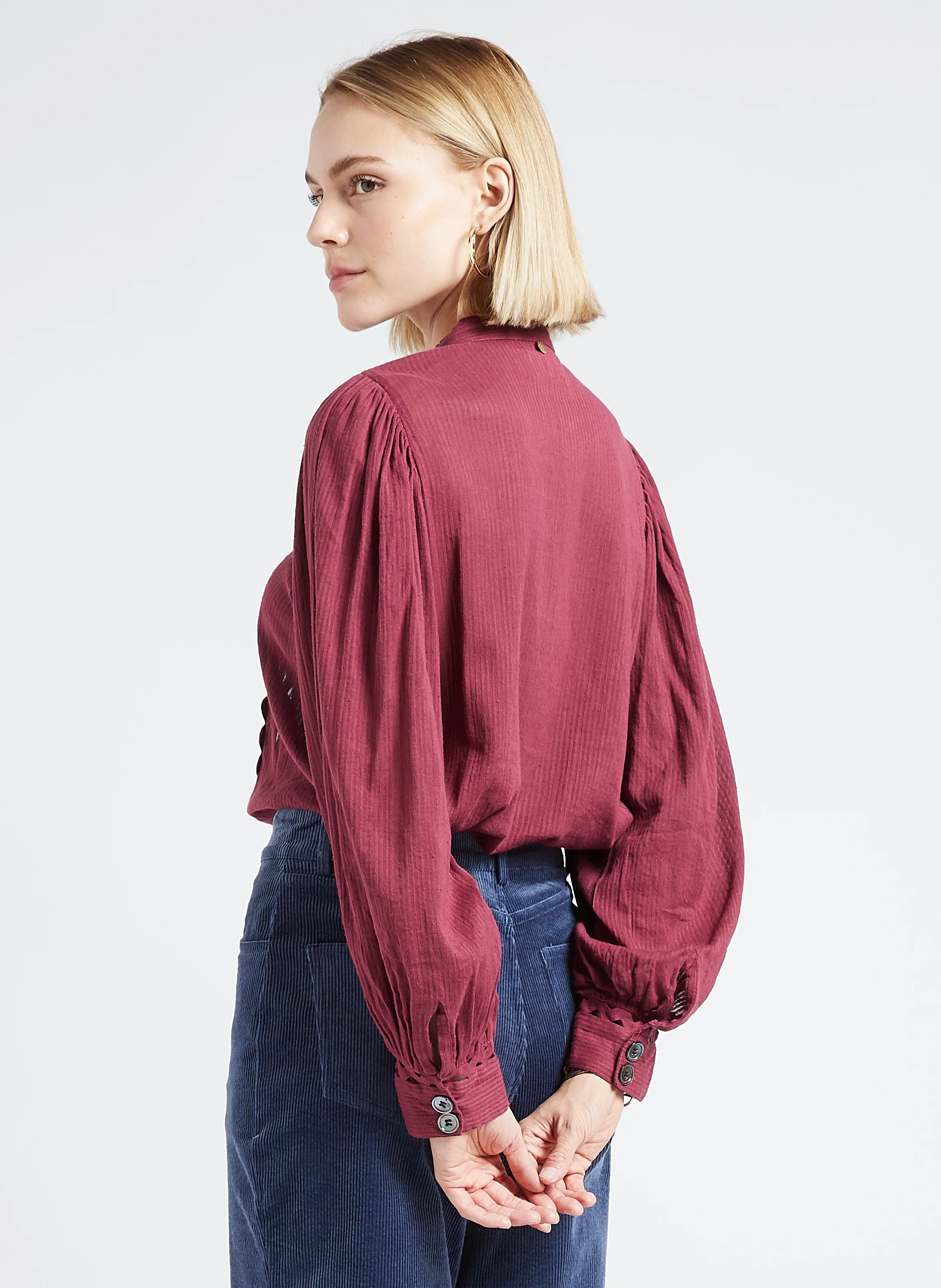 AYA - Blouse col rond en coton | Rouge