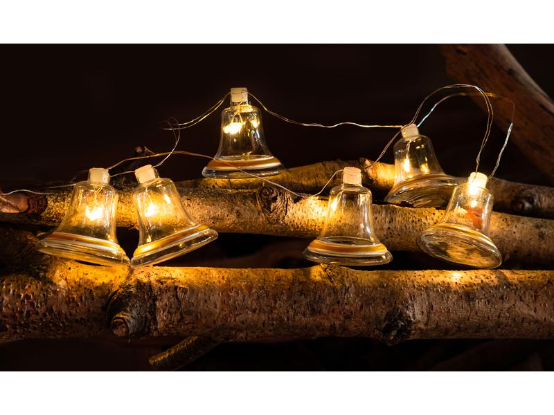 Sirius Weihnachtslichterkette Tiffany Glocke, 8 Lampen, Gol Lichterkette mit 8 Lämpchen aus Glas