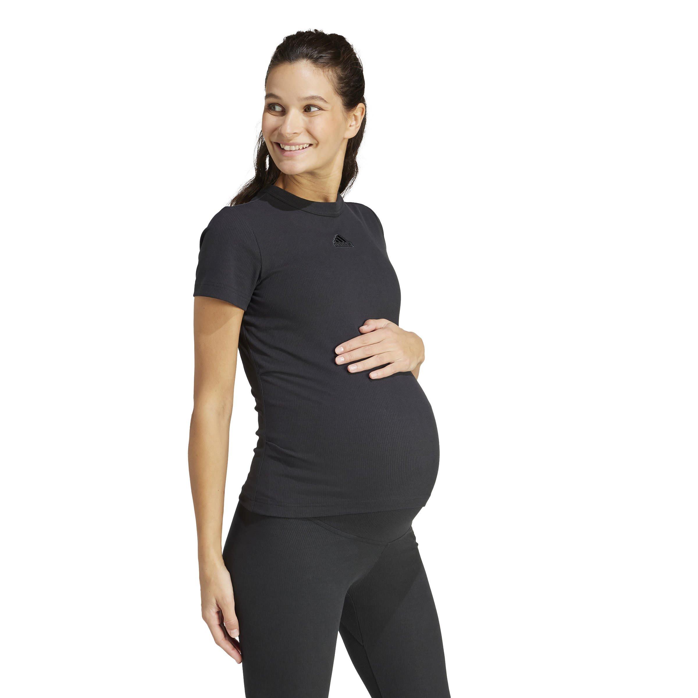 adidas Ribbed Fitted Maternity T Shirt Womens