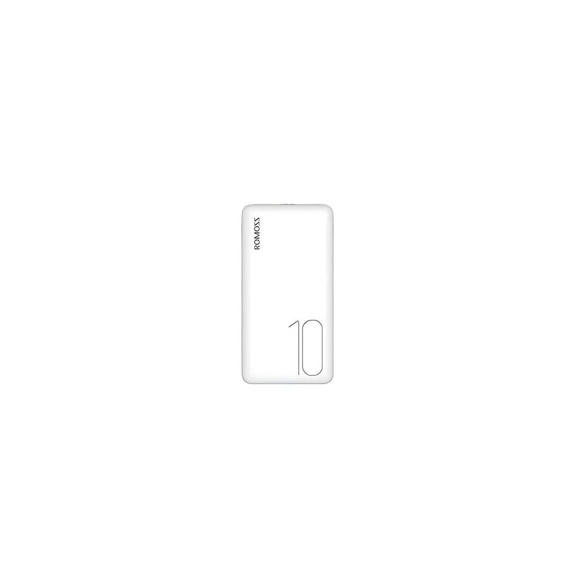 Slank powerbank 10000 mAh med LED-display og dobbel port - Hvit