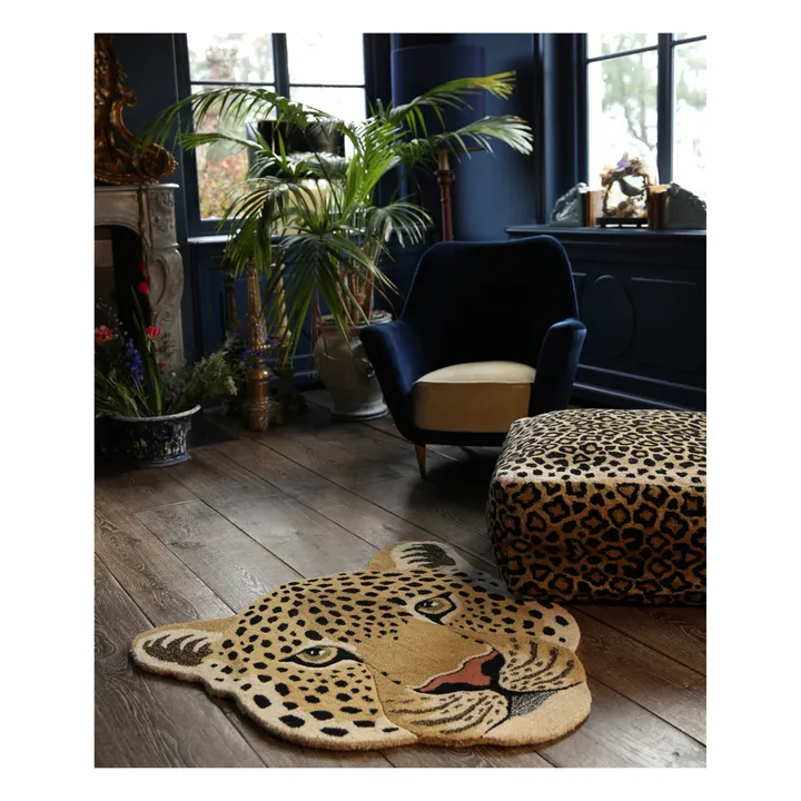 Doing Goods Tapis tête de léopard en laine Himani  | Marron