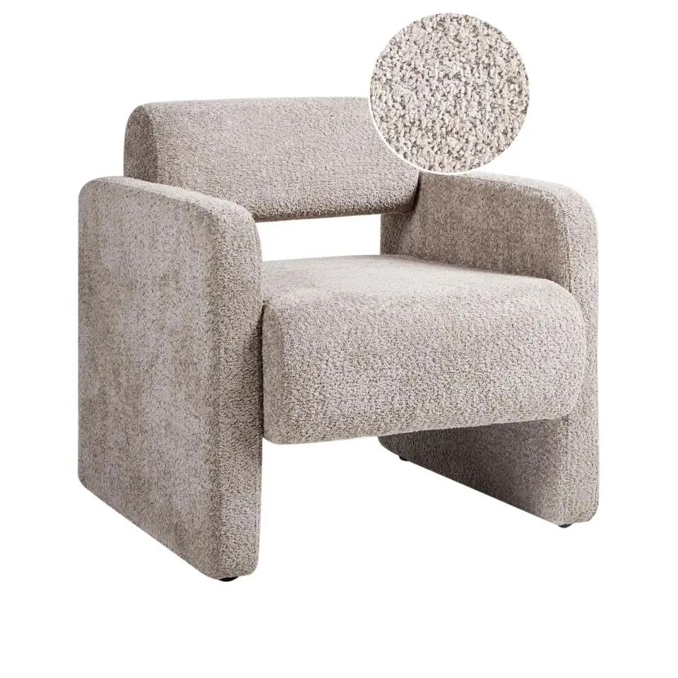 HALLSBERG - Fauteuil - Taupe - Bouclé