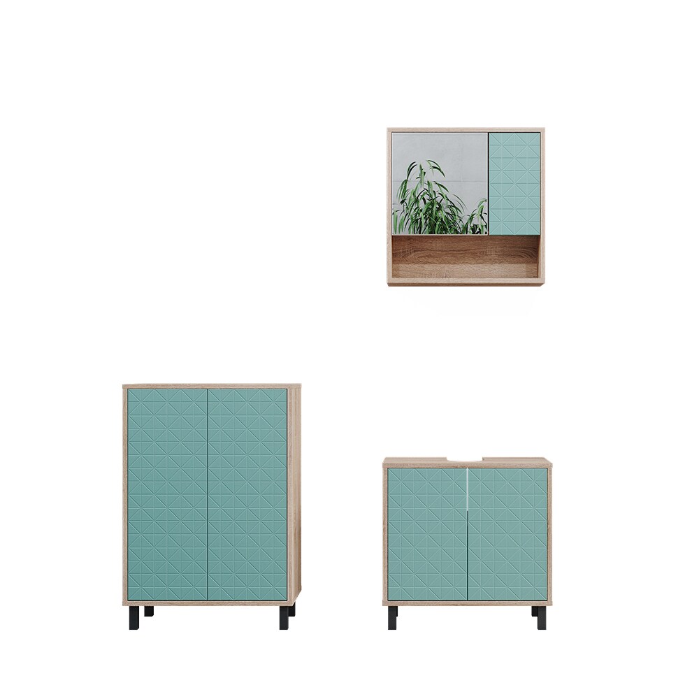 Vicco Badmöbel-Set Agasta sonoma, Badezimmerschränke 3D Optik