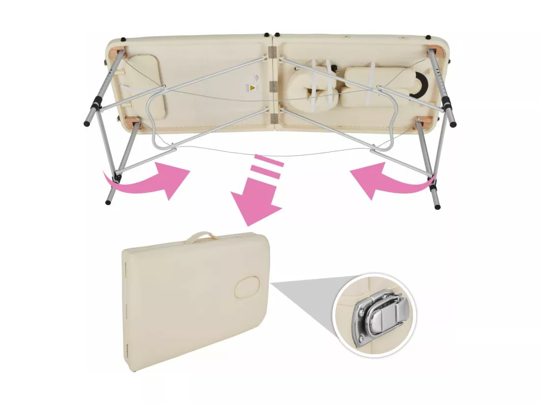 Table de massage Pliante aluminium beige 210 x 95 x 90 cm 2008133
