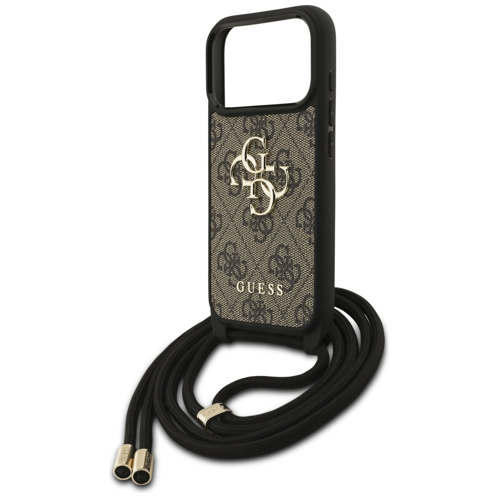 (130cm) iPhone 17 Pro Necklace Hardcase Hülle Crossbody 4G Big Logo Cord Strap   Handykette (GUHCP17LP4GMGCRW) - Braun