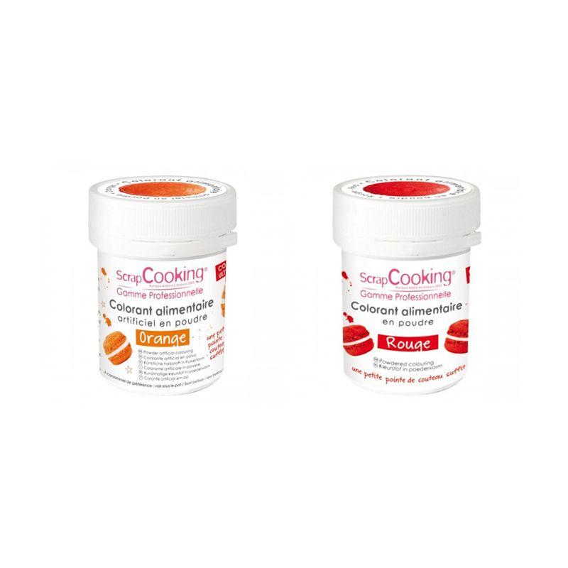 2 colorants alimentaires en poudre - rouge-orange Scrapcooking