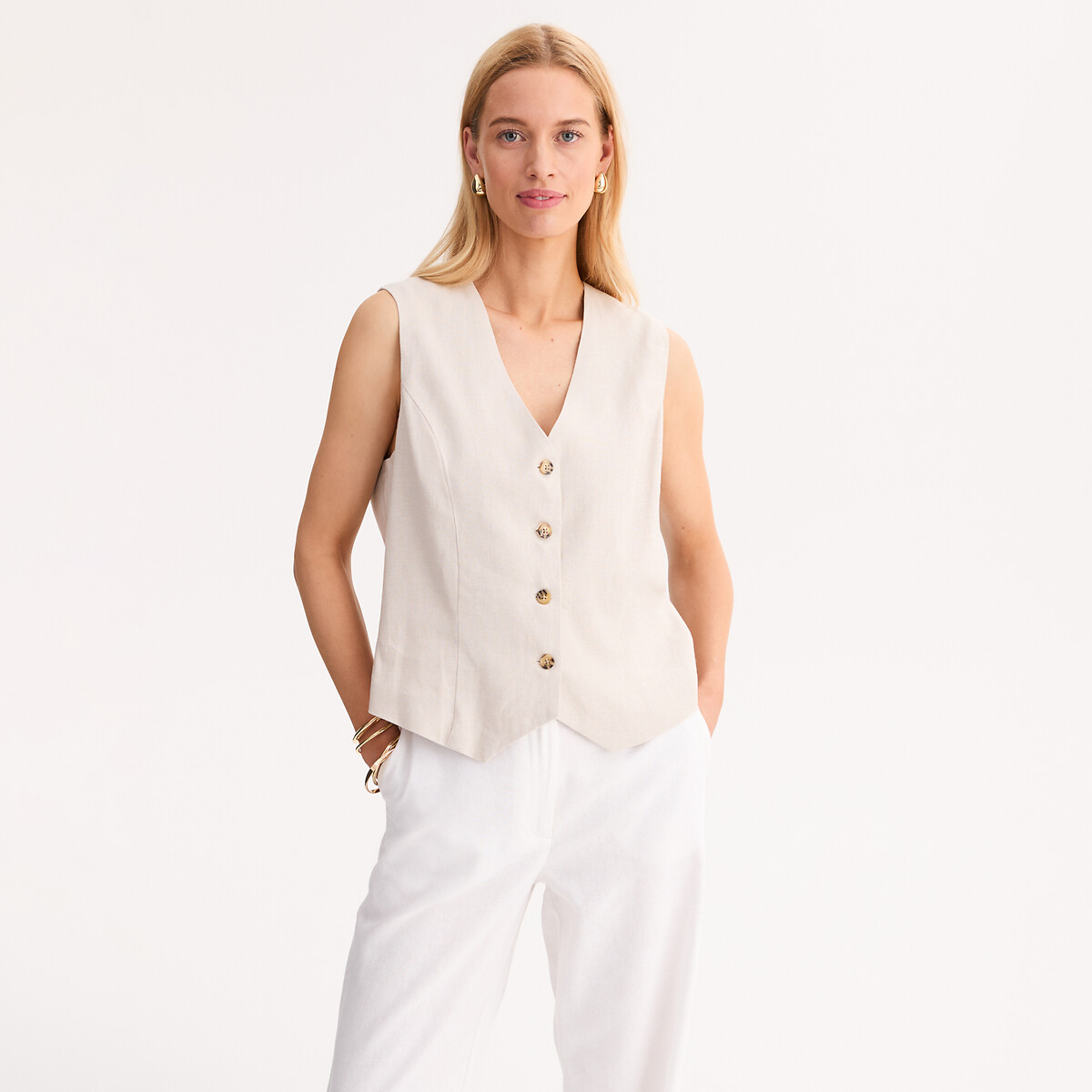 ANNE WEYBURN<br>Cardigã sem mangas, corte reto