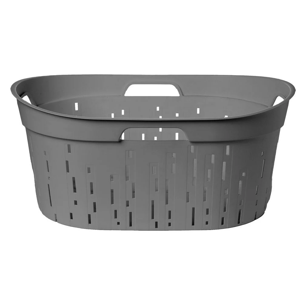Panier à linge Moma plastique gris 42L - L60 x l40 x H27 cm