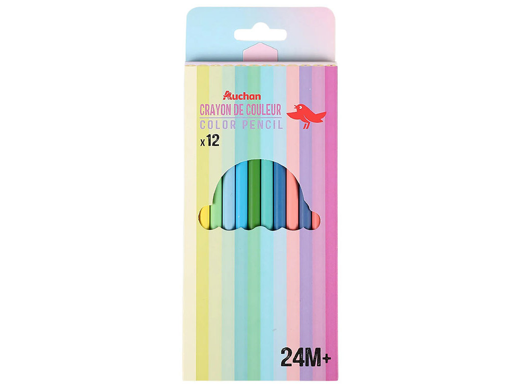 CONJUNTO DE 12 LÁPIS DE COR AUCHAN SHIMMERING