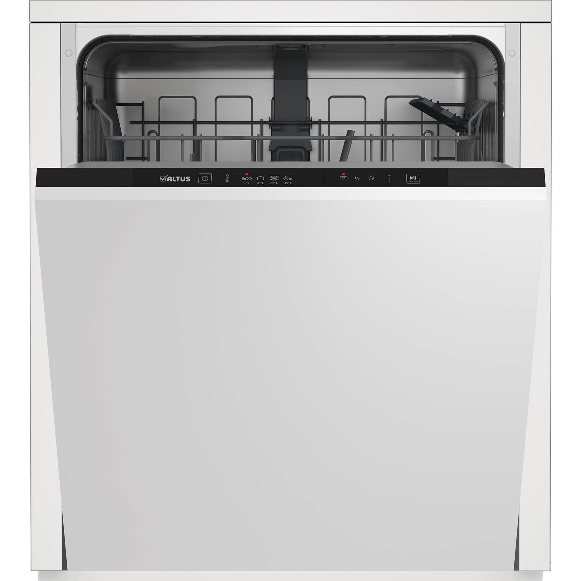 Küchenblock PN105 - Rubinrot - weiß - mit E-Geräten - Kühlschrank links - 280 cm