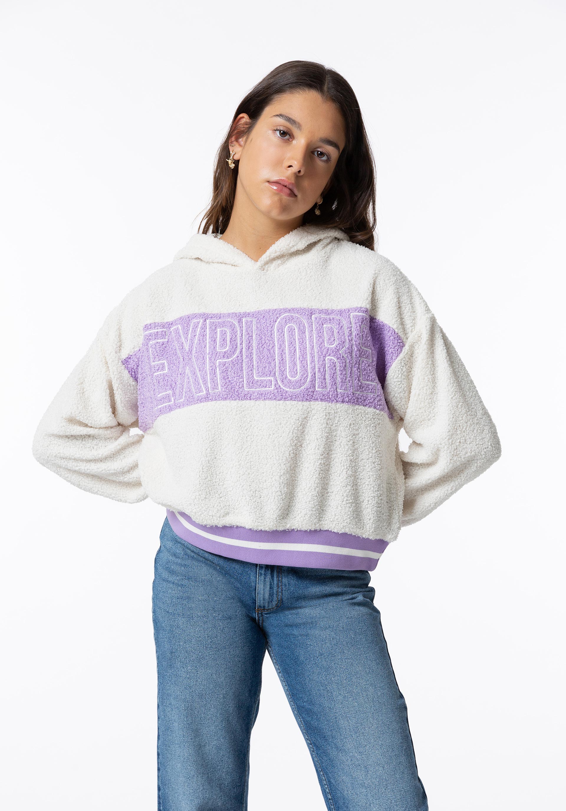 Hoodie com Efeito de Pelo Encaracolado