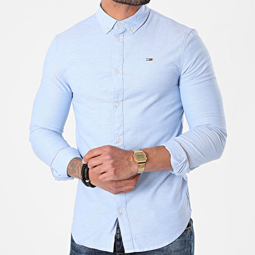 Chemise Manches Longues Slim Stretch Oxford 9594 Bleu Ciel