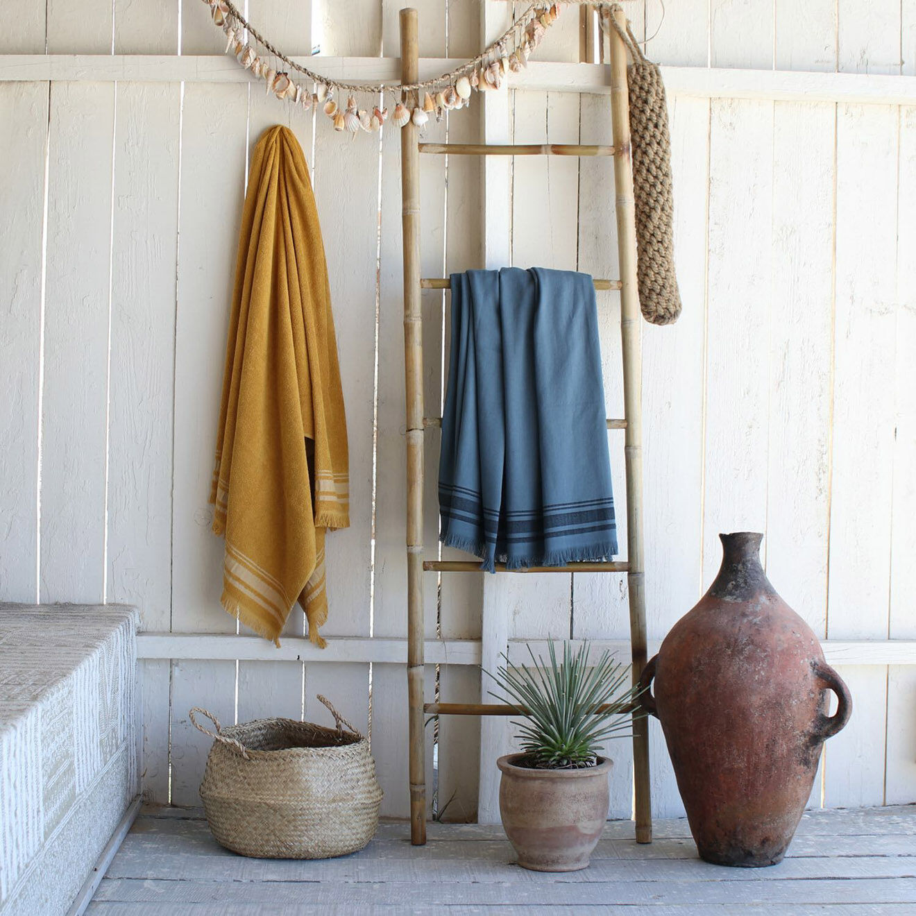 Febronie Fouta éponge Faro bleue - 100x180 cm