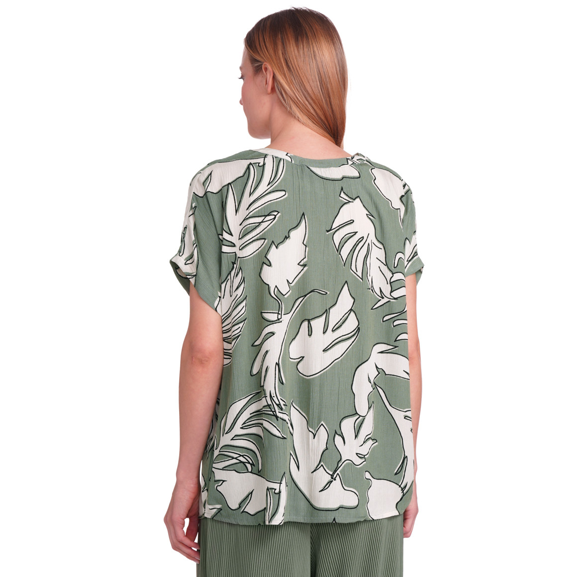 Gina Benotti Damen Bluse aus Viskose salbei / weiss