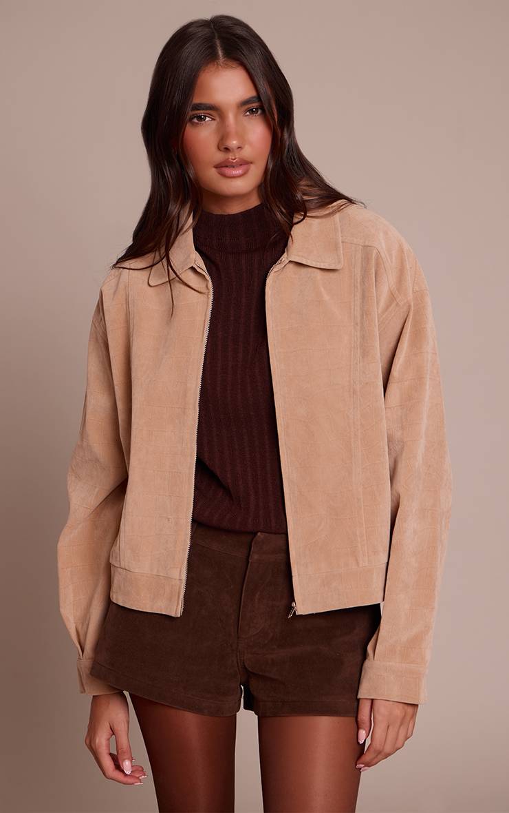 Sable Veste Bomber En Suède Effet Croco