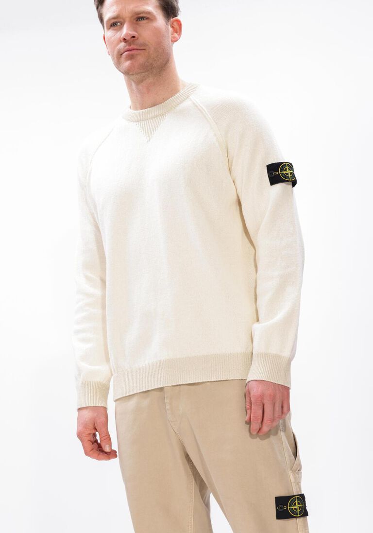 ecru stone island trui crew neck s01d3