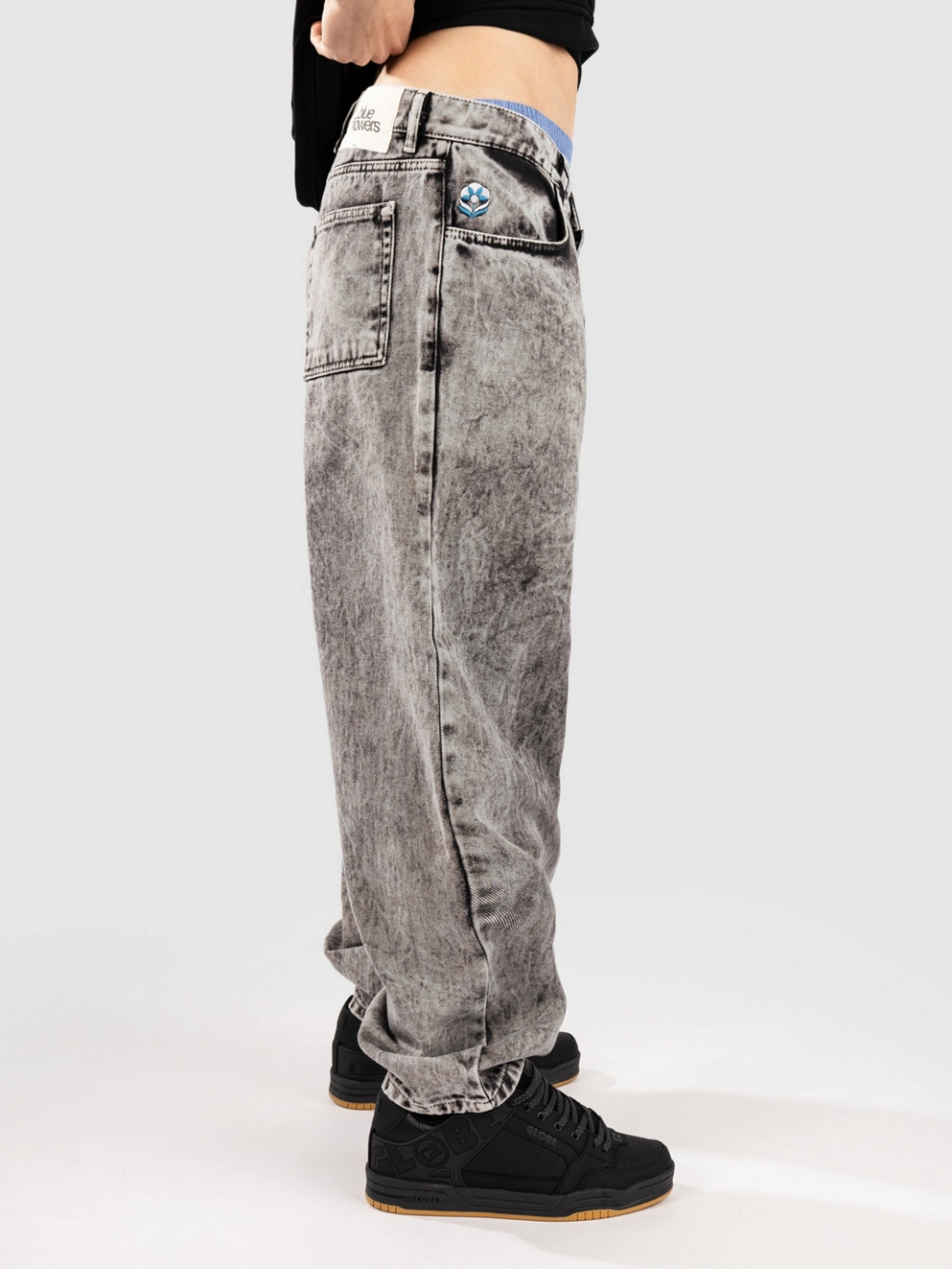 Blue Flowers Reworked Denim - Eco Jeans stone wash