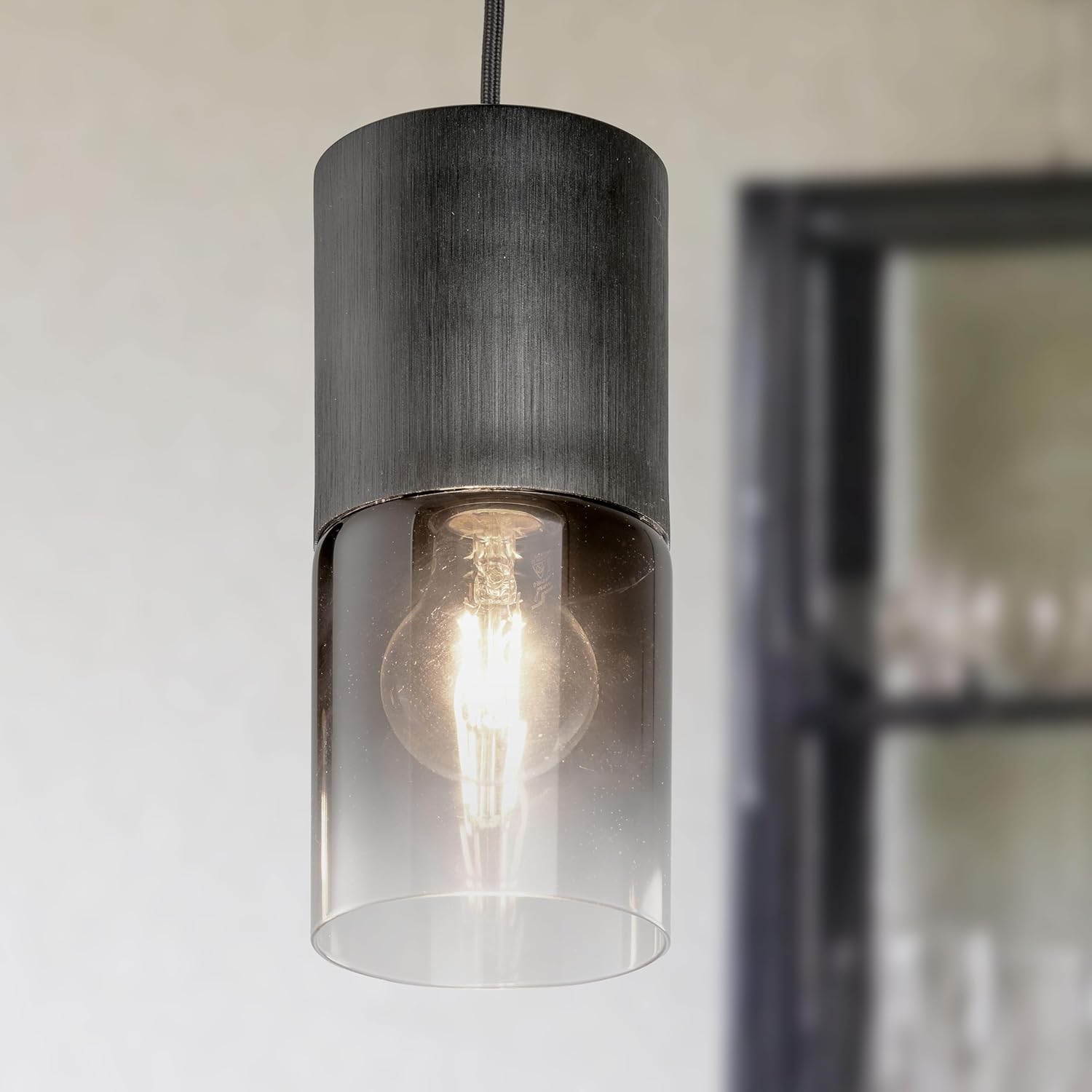 Trio Leuchten Pendelleuchte Robin 310600432, Metall Schwarz matt, Glas rauchfarbig, exkl. 4x E27, Schwarz Matt/Rauchfarbig