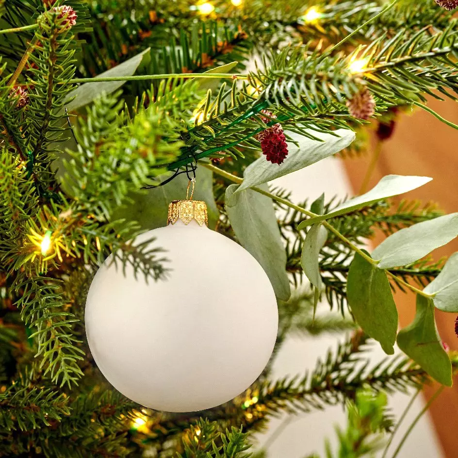 Lot de 6 boules de Noël en verre (D80 mm) Arctique mate Blanc laine