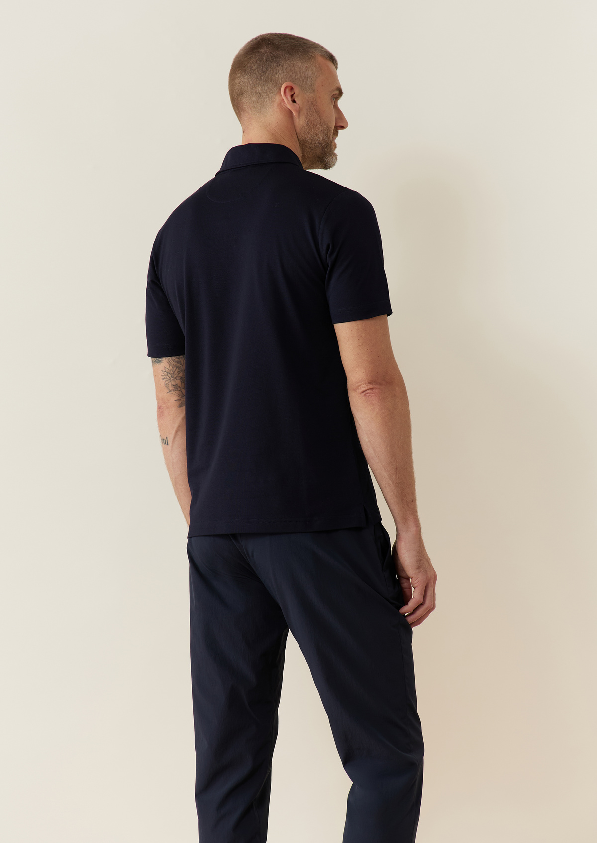 Polo Prodigieux en coton mélangé uni bleu marine