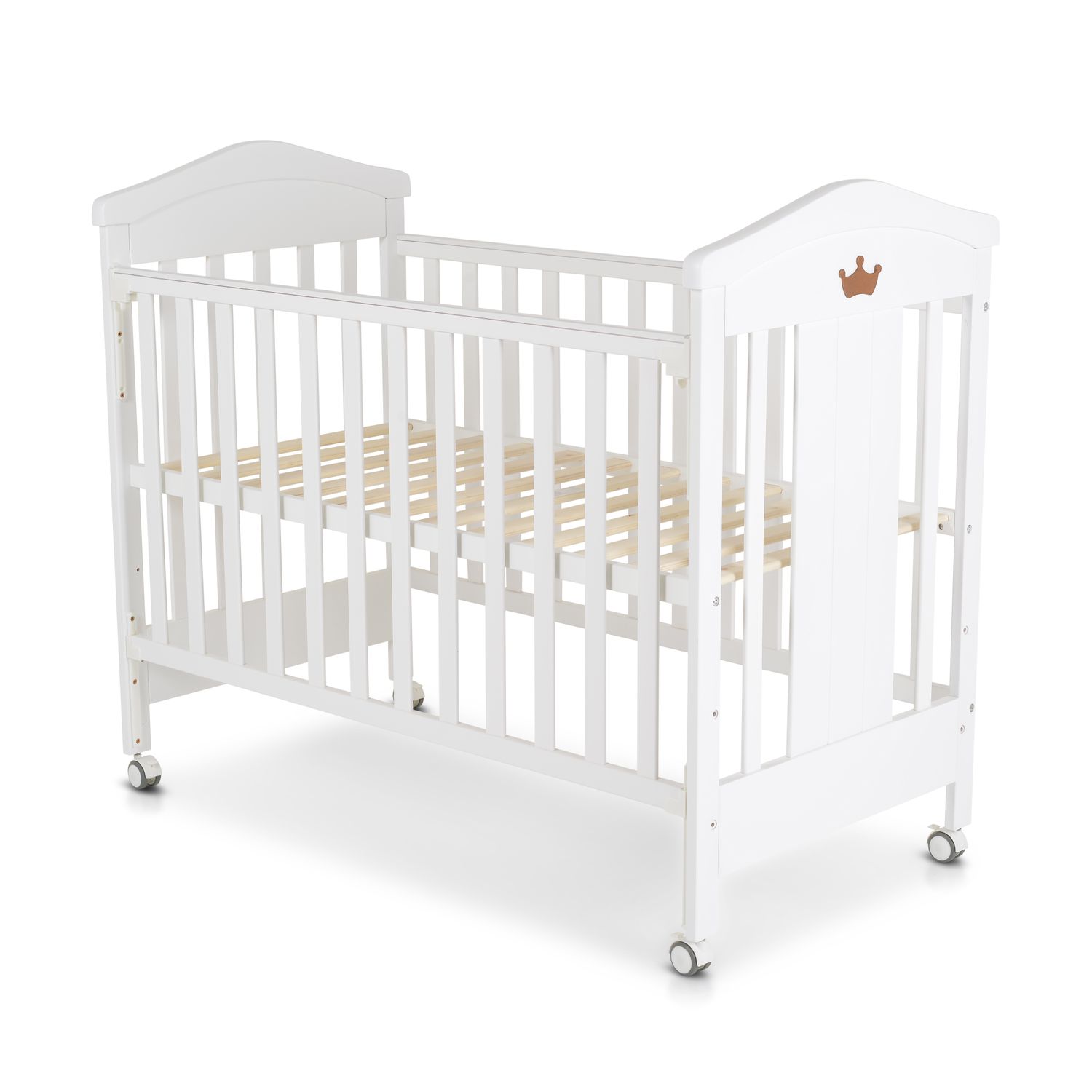 Cangaroo Babybett Wing 120 x 60 cm Gitterbett Buchenholz Räder 3 Höhenpositionen weiß