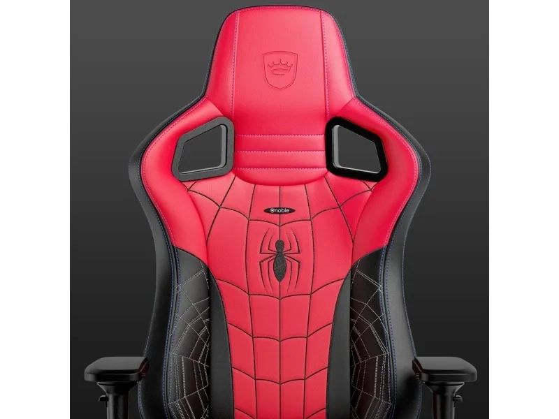 Noblechairs EPIC Spider-Man Edition - Spillestol - ergonomisk - armstøtter - T-formet - vippe - drejeled - aluminium, nylon, polyurethan, stål, polyuretan-læder, koldskum - sort, rød, rød syning